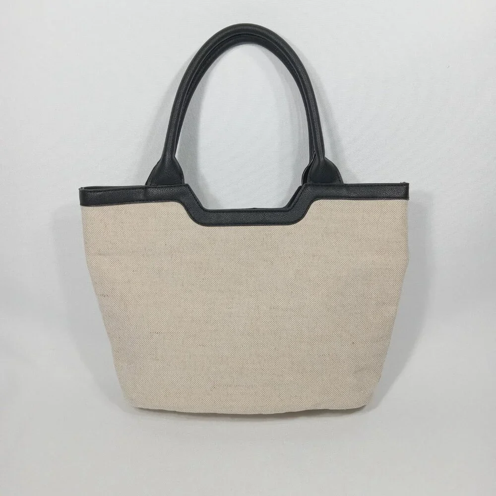 RACHEL ZOE Natural Beige Canvas Tote Shoulder Hand Bag